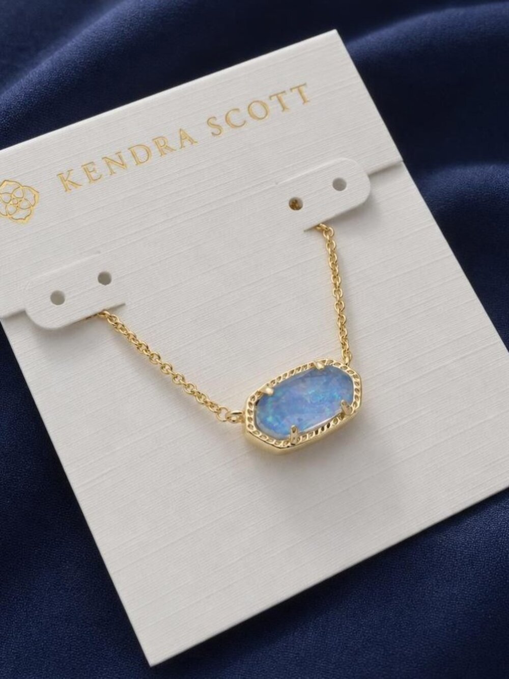 Kendra Scott Elisa Gold Aqua Blue Opal Pendant Necklace